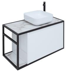 Тумба с раковиной AQUANET Nova Lite Loft 90 R серый, белый