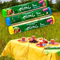 Скатерть одноразовая Picnic, ПСД, 110*180см, 3шт, асс/Avikomp/