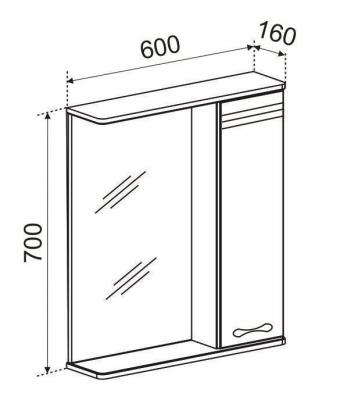 Зеркальный шкаф EMMY Рио R 60*70 см
