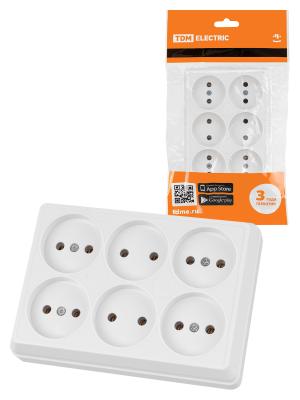 Розетка TDM Ладога 6 гнезд белый SQ1801-0140