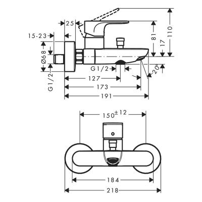 Смеситель для ванны HANSGROHE Rebris S 72440000