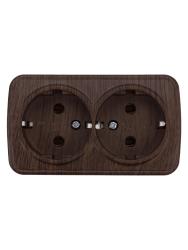 Розетка сетевая НАРОДНАЯ ПРОДУКЦИЯ Дача с заземлением двойная венге