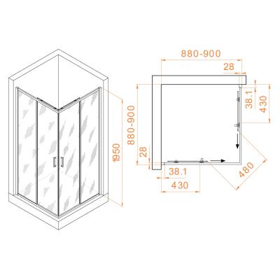 Душевое ограждение RGW PA-39B 90*90 см