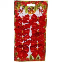 Елочное украшение СЕРПАНТИН Бант Красный шик 6 см