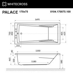 Ванна акриловая WHITECROSS Palace 170 169,5*75 см