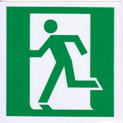 Знак безопасности Выход здесь левосторонний 150*150 мм