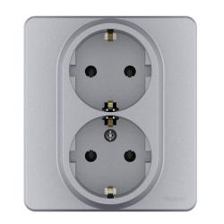 Розетка сетевая LEGRAND Inspiria с заземлением двойная алюминий 673752