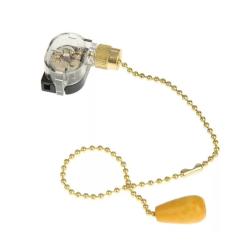 Выключатель REXANT для настенного светильника c цепочкой с деревянным наконечником золото