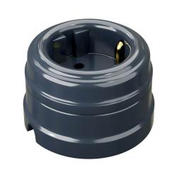 Розетка сетевая ТМ МЕЗОНИНЪ с заземлением серая гавань GE70301-57