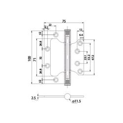 Петля накладная BUSSARE B020-U 100X75X2.5-2BB-1WG Валийское золото
