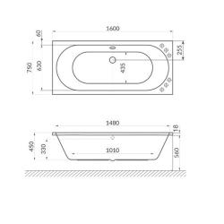 Ванна акриловая EXCELLENT Oceana Slim Nano 160*75 см