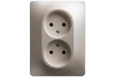 Розетка сетевая SYSTEME ELECTRIC Glossa с заземлением двойная жемчуг GSL000624