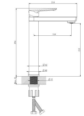 Смеситель для раковин-чаш ESKO Lagos Gun Metal LG25GM  Смеситель для раковин-чаш ESKO Lagos Gun Metal LG25GM
