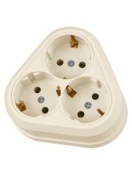 Розетка TDM Ладога 3 гнезда с заземлением слоновая кость SQ1801-0238