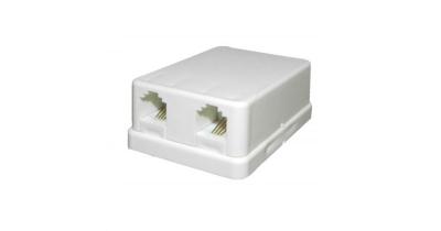 Розетка телефонная RJ11 6P4C двойная накладная белый