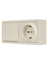 Блок розетка и переключатель LEZARD Leto кремовый 752-0300-170BVP