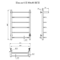 Полотенцесушитель ТРУГОР Пэк СП 6П 800*400 мм