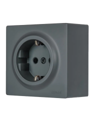 Розетка сетевая LEZARD Leto с заземлением графит 752-3400-122B