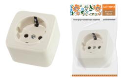 Розетка сетевая НАРОДНАЯ ПРОДУКЦИЯ Дача с заземлением слоновая кость