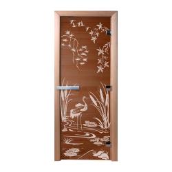 Дверь для бани DOORWOOD Камышовый рай Бронза матовая левое 2100*900 мм