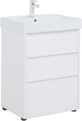 Тумба с раковиной AQUANET Nova Lite 60 3 ящика белый глянец 
