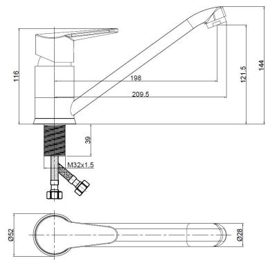 Смеситель для кухни VODA Breeze BZ05