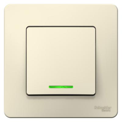 Выключатель SYSTEME ELECTRIC Blanca 1 клавиша с подсветкой молочный BLNVS010112