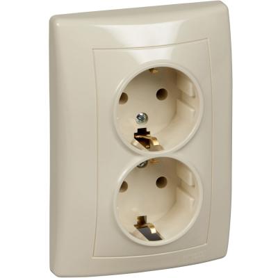 Розетка SYSTEME ELECTRIC Blanca двойная с заземлением молочный BLNRS001022