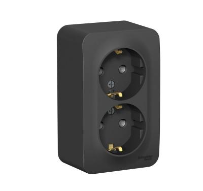 Розетка SYSTEME ELECTRIC Blanca двойная с заземлением антрацит BLNRA010216