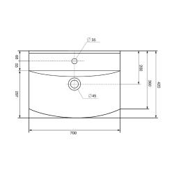Тумба с раковиной RUVANN Yuton 70 подвесная