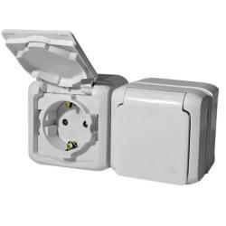 Розетка сетевая LEGRAND Quteo с заземлением двойная серый 782353