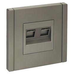 Розетка комбинированная IEK Forte&Piano RJ11/RJ45 сталь FP-KT20-O-1-K46