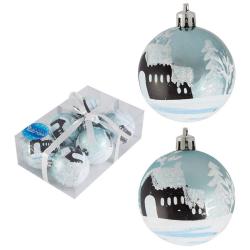 Набор шаров ВОЛШЕБНАЯ СТРАНА Зимний пейзаж бирюзовый 6 см