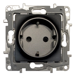 Механизм розетки сетевой LEGRAND Etika с заземлением антрацит 672631