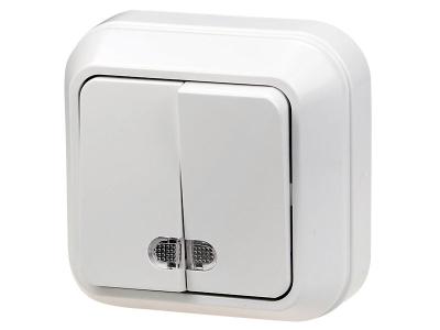 Выключатель MAKEL 2 клавиши с подсветкой белый 45123