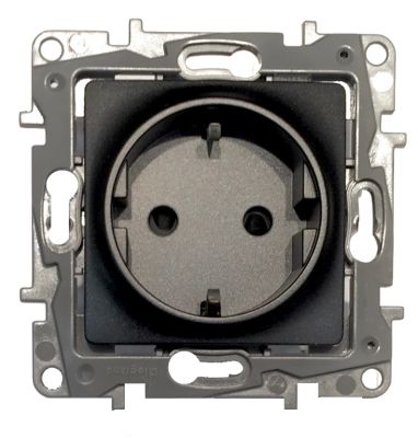 Механизм розетки сетевой LEGRAND Etika с заземлением антрацит 672631