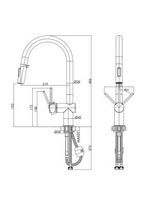 Смеситель для кухни CERSANIT Brasco 64841 Смеситель для кухни CERSANIT Brasco 64841