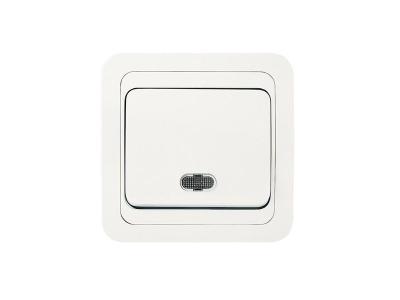 Выключатель MAKEL Mimoza 1 клавиша с подсветкой белый 12021