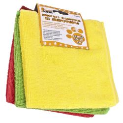 Набор из 3х салфеток из микрофибры 30*30 см /Рыжий кот/