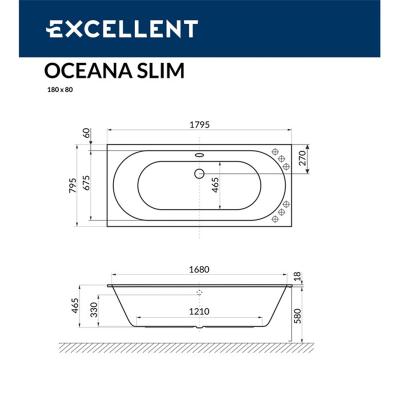 Ванна акриловая EXCELLENT Oceana Slim 180