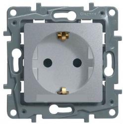 Механизм розетки сетевой LEGRAND Etika с заземлением алюминий 672431