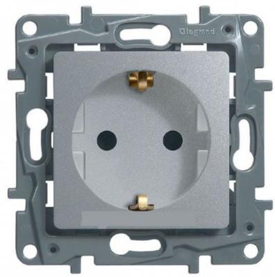 Механизм розетки сетевой LEGRAND Etika с заземлением алюминий 672431