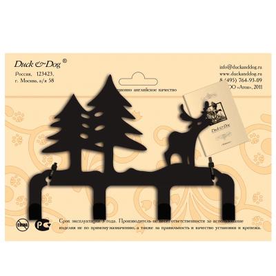 Крючок четырехрожковый DUCK & DOG Лес черный матовый