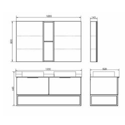 Тумба с раковиной COMFORTY Порто 120 дуб дымчатый 2 раковины