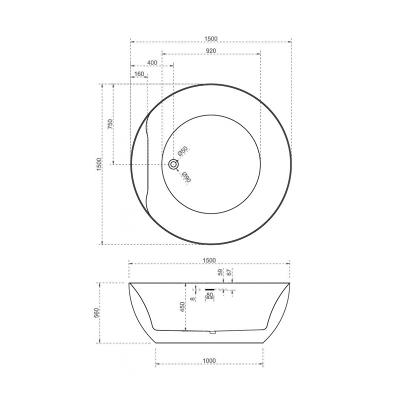 Ванна акриловая ABBER 150*150 см AB9280 