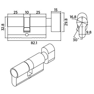 Личинка BUSSARE CYL 3-60 TR Черный 30/30 мм