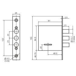 Замок врезной BORDER D 8-8 Хром 070901