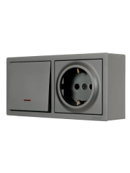 Блок розетка и выключатель LEZARD Leto платина 752-3500-170BIP 