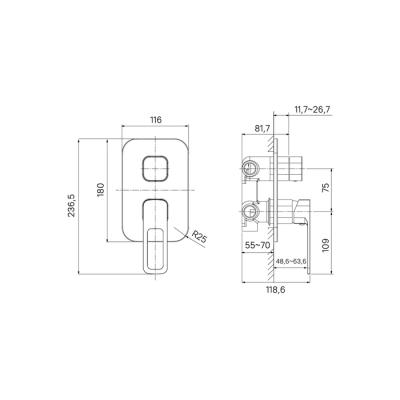 Смеситель для душа IDDIS Slide встраиваемый SLIBL00i68