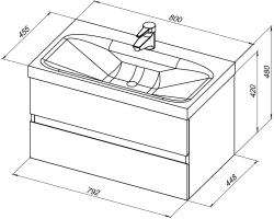 Тумба с раковиной AQUANET Беркли 80 белый, дуб рошелье